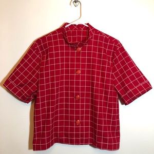 Vintage Red & White Linework Top